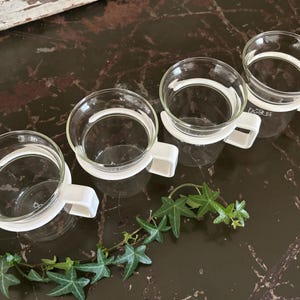 Four Danish vintage white Bodum Bistro coffee glasses from 1980s