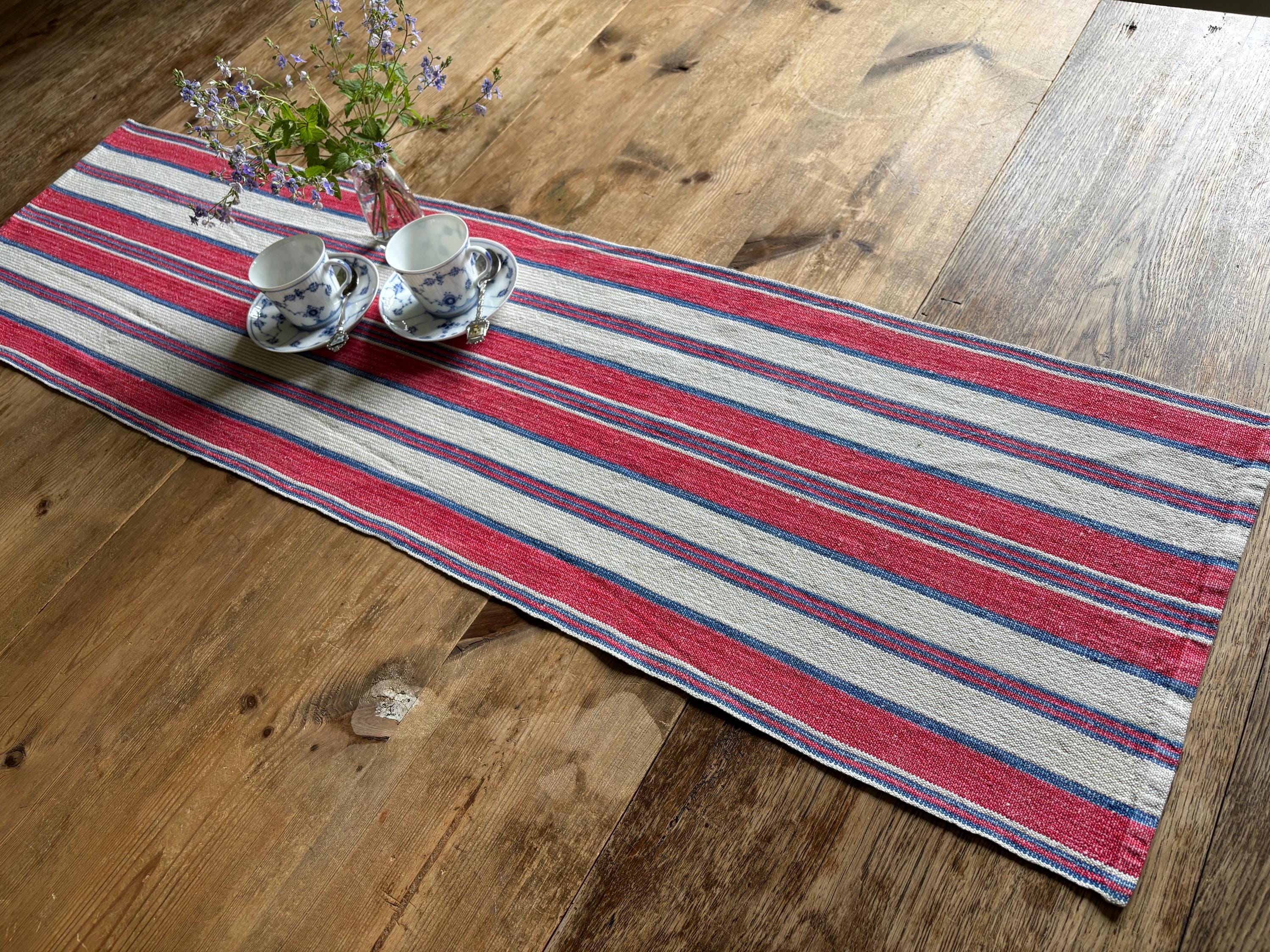 スウェーデン リネン 手織りテーブルクロス(大) 伝統織り ヴィンテージ