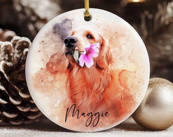 Personalized Pet Photo Ornament: Watercolor Memorial Christmas Decoration