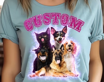 Custom Comfort Colors Dog TShirt, Glitter Text Retro Dog Shirt, Personalized Pet Shirt, 90s shirt, Women Tee