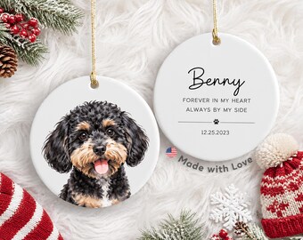 Personalized Pet Ornament Custom Dog Cat Memorial Ornament Pet Portrait Christmas Ornament Pet Loss Gift Ceramic Keepsake