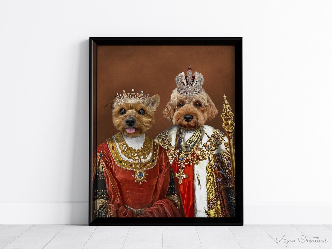 Royal Pet Portrait: Custom King or Queen Art - Unique Pet Lover Gift - Etsy