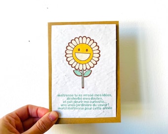 Plantable card. Thank you, teacher. Teacher gift. Great teacher. Flowery teacher.