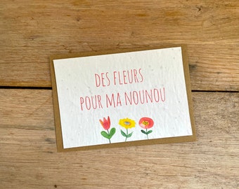 Carte à planter . Merci nounou . cadeau nounou . nounou chouchou