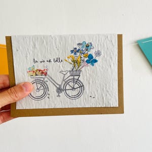 Carte vélo . a bicyclette . carte illustration vélo . la vie est belle