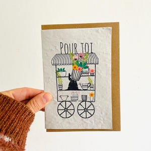 Cartão para plantar humor, Gato, cartão de gato, para você, cartão de flores, cartão de agradecimento
