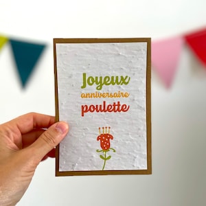Carte à planter joyeux anniversaire poulette