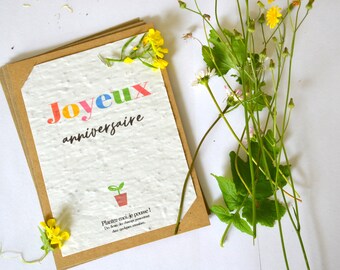Happy birthday card to plant, colorful graphics and modern typography.