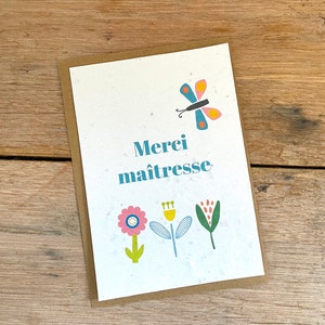 Karte zum Pflanzen. Danke, Herrin. Blumenkarte. Herrin Geschenk