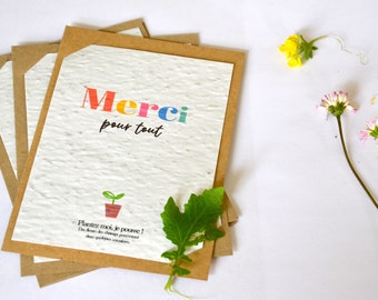 Seeded map . Map to plant . Growing paper. Thank you. thank you card