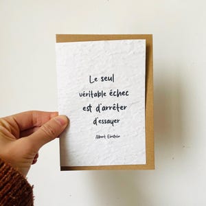Carte à planter message positif . Albert Einstein . Carte proverbe