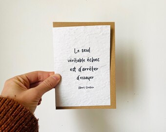 Plantable card with positive message. Albert Einstein. Proverb card