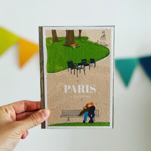 Cartão para plantar. mapa de Paris. cartão turístico. O Jardim de Luxemburgo
