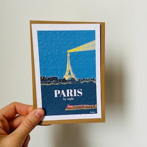 Carte à planter Paris, carte paris, monuments de Paris, illustration Paris, paris by night, tour eiffel