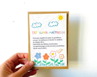 Plantable card. Thank you, teacher. Teacher gift. Great teacher. Flowery teacher.
