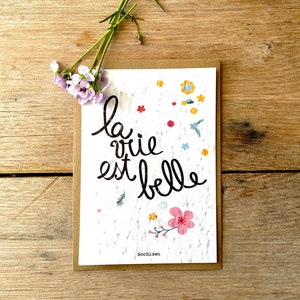 Nachrichtenkarte .card zu pflanzen. Geburtstagskarte. Karte herzlichen Glückwunsch .positive Karte. das Leben ist schön. Ausgesäte Karte.