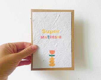 Thank you, teacher. Plantable card. Teacher gift. Growable card. Super teacher card. Personalized gift for the teacher.