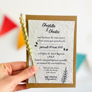 Invitación de boda para plantar. compartir boda. anuncio sembrado. anuncio ecologico