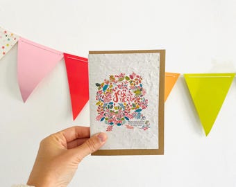 Christmas plantable card. Christmas card. Merry Christmas. Christmas wreath