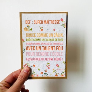 Carte à planter . carte merci maîtresse . carte définition maîtresse . cadeau maîtresse