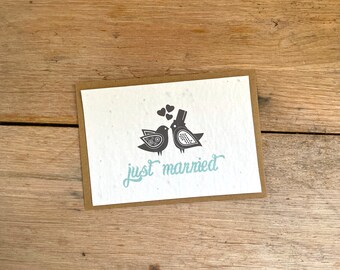 Just married. wedding card. congratulations for your marriage . newly weds