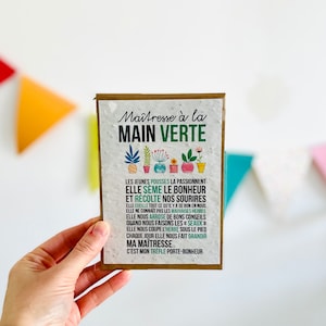 Carte à planter . Merci maîtresse . cadeau maîtresse . main verte