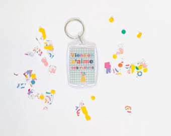 Personalized keychain - personalized gift - flower gift