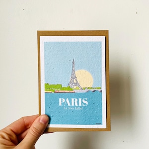 Carte à planter Paris, carte paris, monuments de Paris, illustration Paris, tour Eiffel