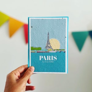 Cartão para plantar. mapa de Paris. Paris. Torre Eiffel