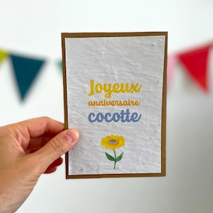Tarjeta plantable feliz cumpleaños cocotte