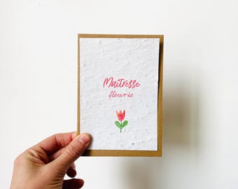 Plantable card. Thank you teacher. Teacher gift. Super teacher. Flowery teacher.