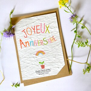 Merci carte . Carte à planter . carte anniversaire . Growing paper. anniversaire . joyeux anniversaire