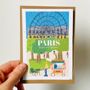 Carte à planter Paris, carte paris, monuments de Paris, illustration Paris, les Tuileries