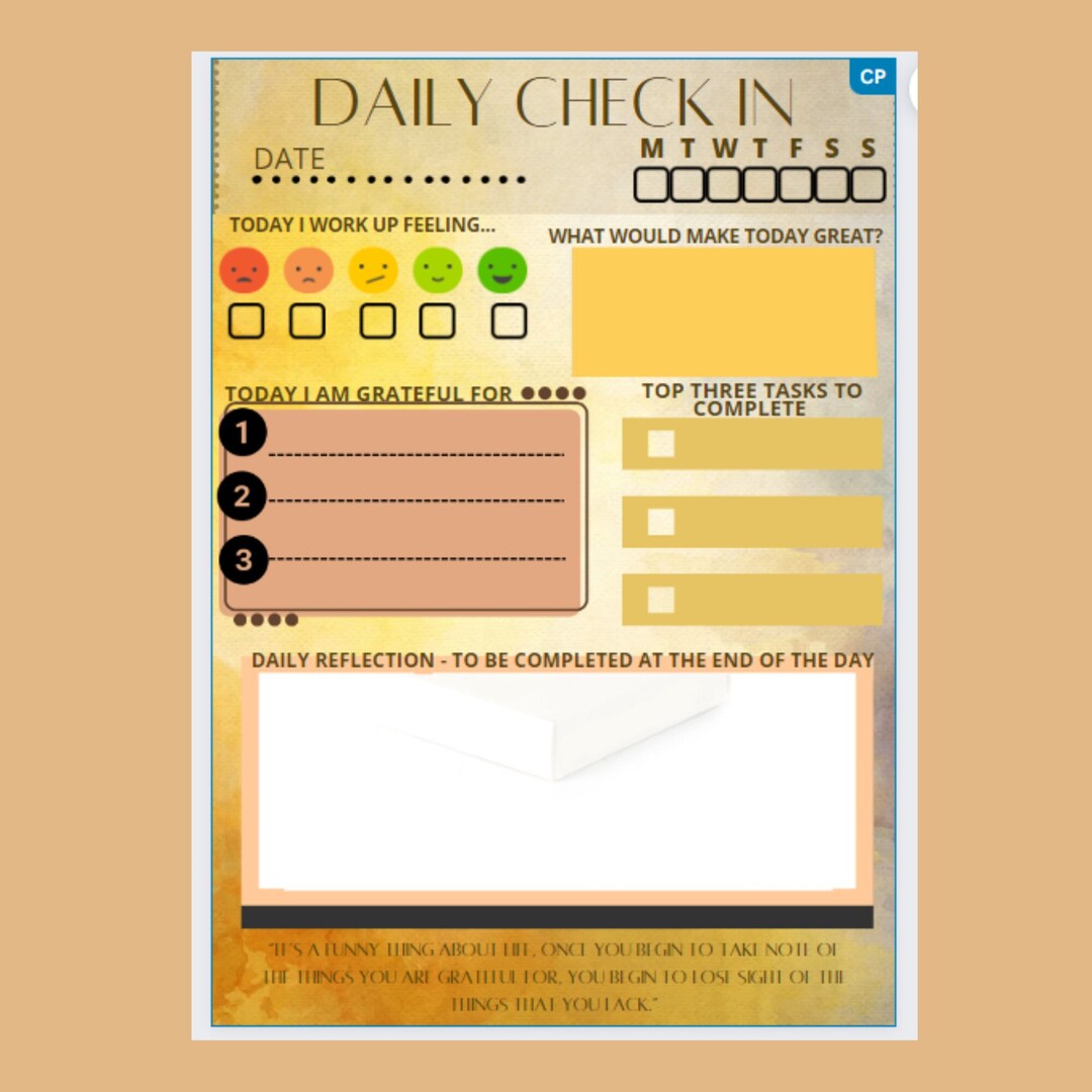 Daily Gratitude - Daily Review - Check in - Daily Reflection - Growth ...