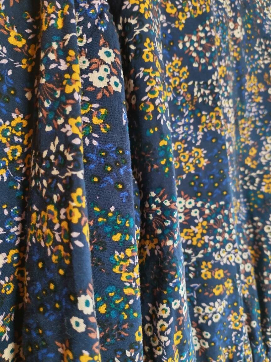 XL SO blue floral long sleeve elastic crop top blouse | Etsy