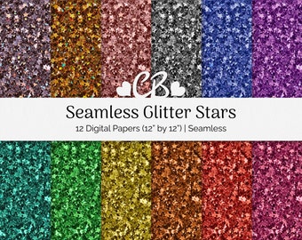 Glitter Star Digital Paper, Seamless Texture Background, Gemstone Colors