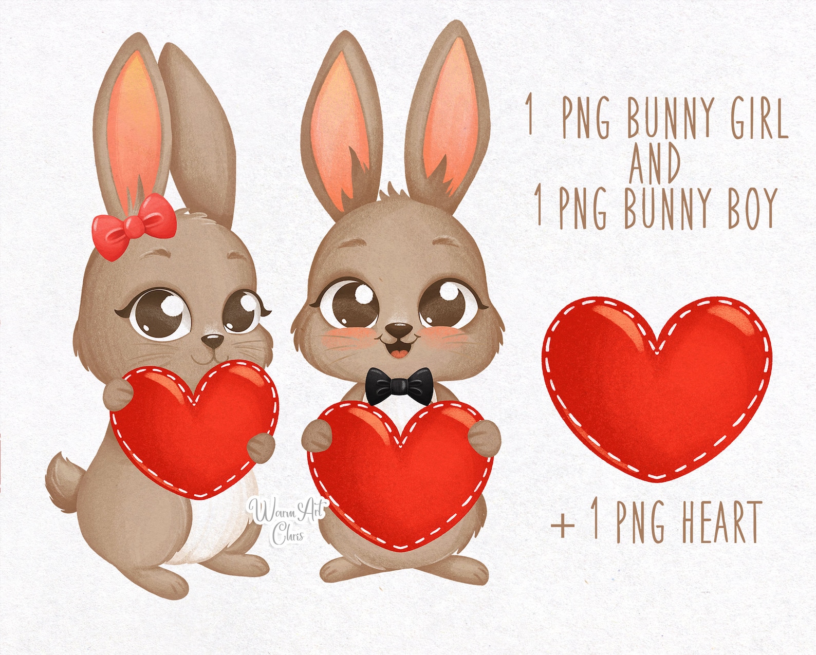 Valentines Day Clipart Cute Bunny Png Baby Rabbit Png | Etsy