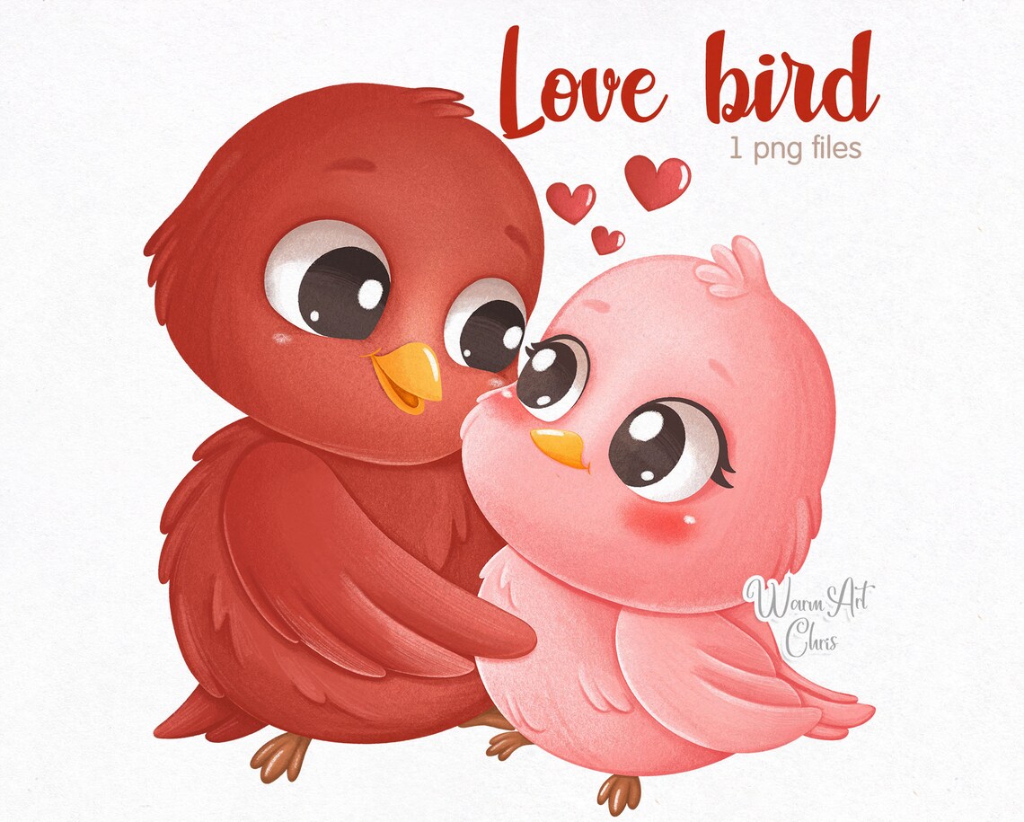 Cute Valentine's day clipart Love Birds png Valentine | Etsy