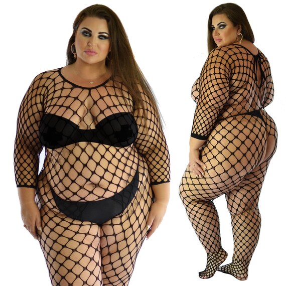 Hr ekspertise transportabel US Size S-6XL Plus Size Fishnet Mesh Long Sleeved Bodysuit | Etsy