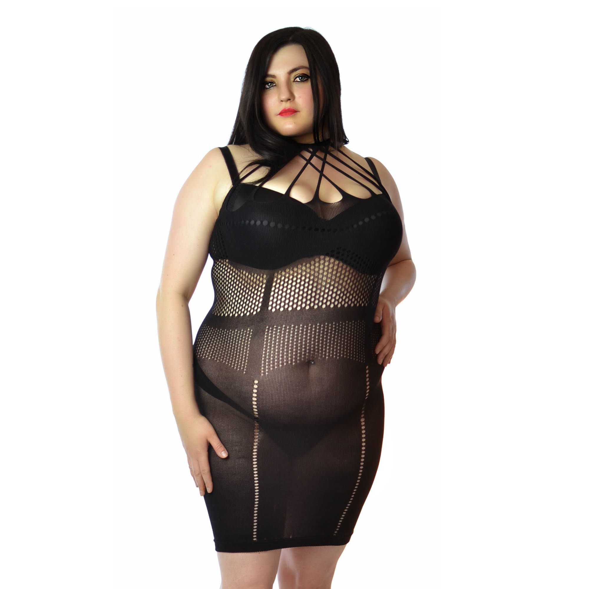 Plus size cheap fishnet dress