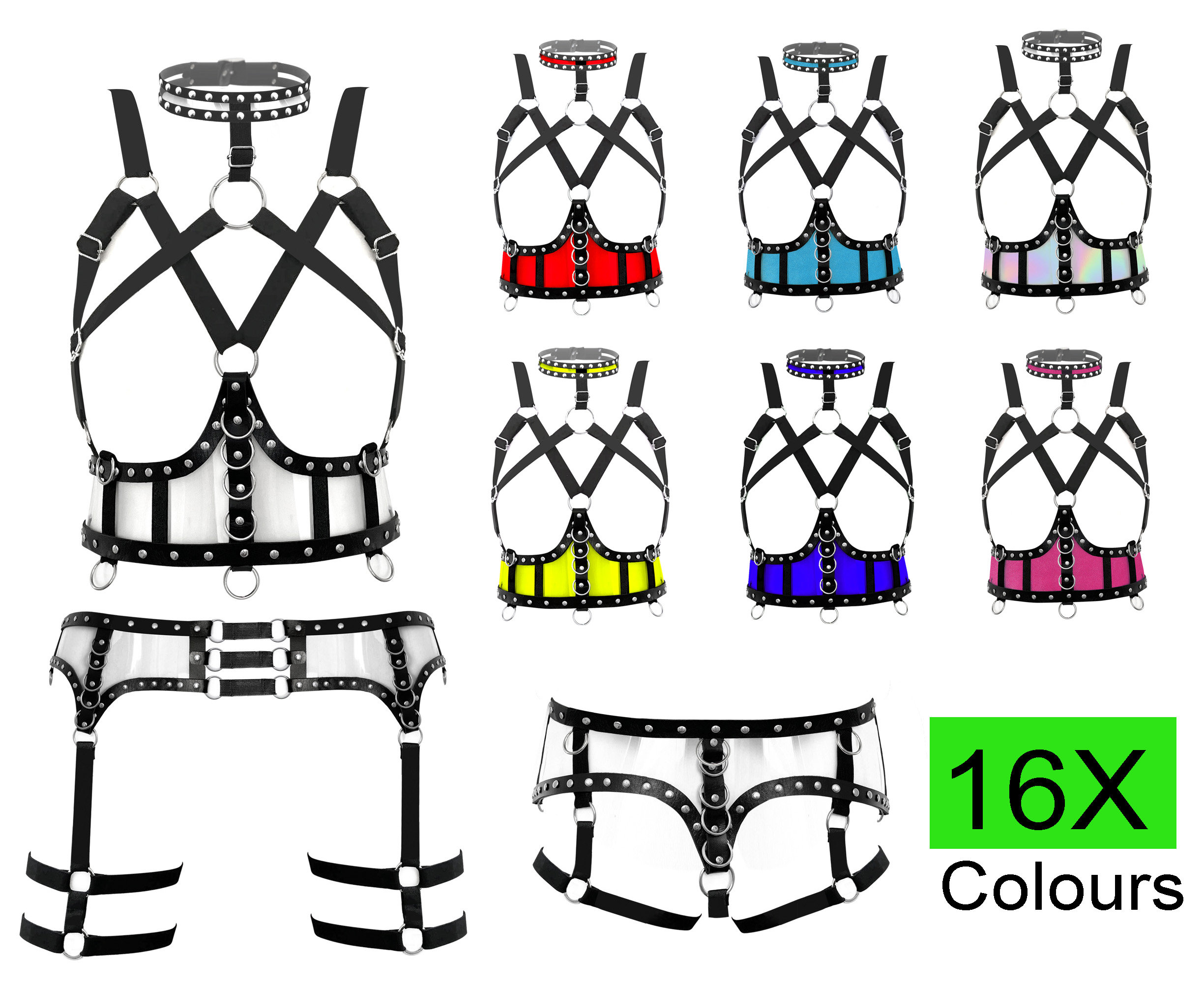 US Size 2-30 / S-8XL Strap Gothic Elastic Harness Bra Knickers Underwear  Fun Products BBW Plus Size -  Canada