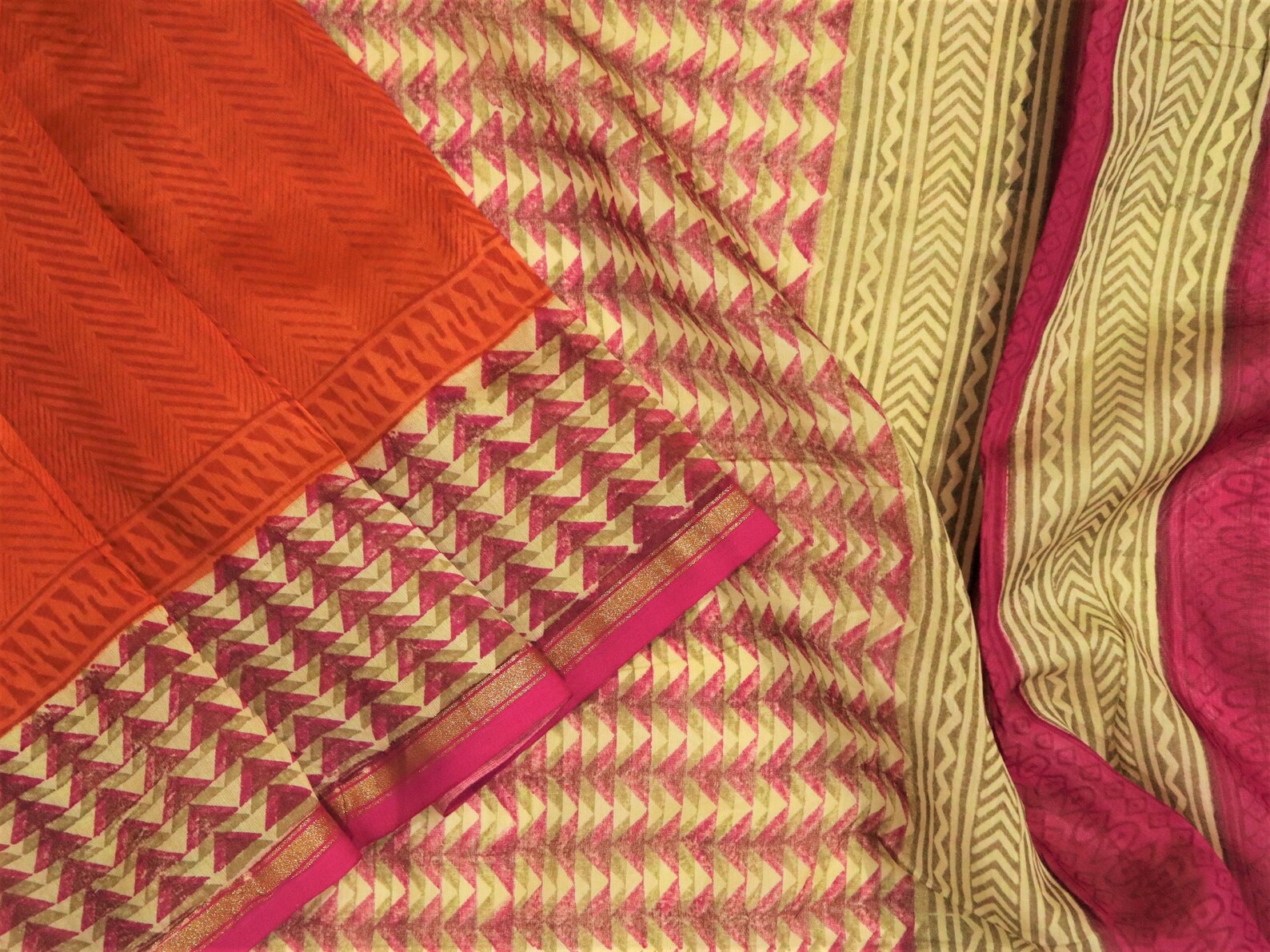 Pure Chanderi Cotton Sari Vintage Indian Saree Print Fabric Etsy