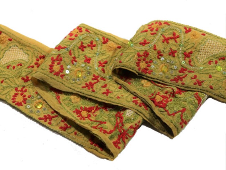 Indian Embellishments Border Embroidered Thread Vintage Velvet Saree Trim Dress Making Decorative Ribbon By Yard Crafting Sewing