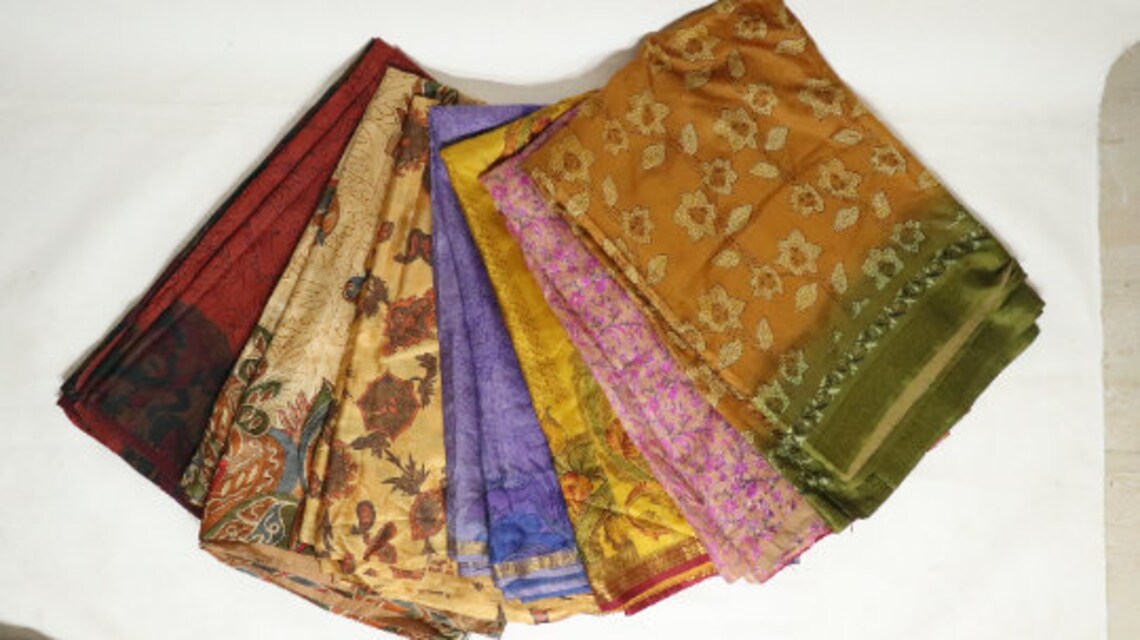 Vintage Pure Silk Saree Fabric 5Kg Lot Indian Silk Sari Bundle Etsy