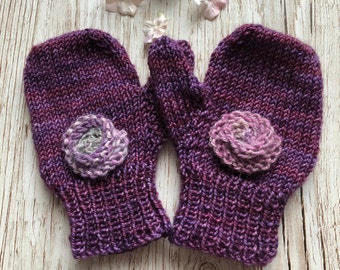 Knit mittens, size 1-2 years old, childs knitted gloves, child mittens