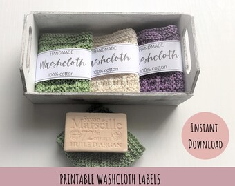 Printable Washcloth Labels Handmade Washcloth Wrap Instant - Etsy