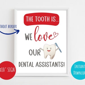Dental Assistant Week sign, printable dental appreciation sign, 8x10, dental office staff gift image 3