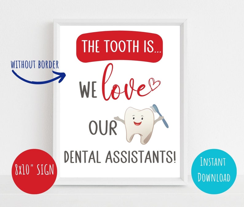 Dental Assistant Week sign, printable dental appreciation sign, 8x10, dental office staff gift image 3