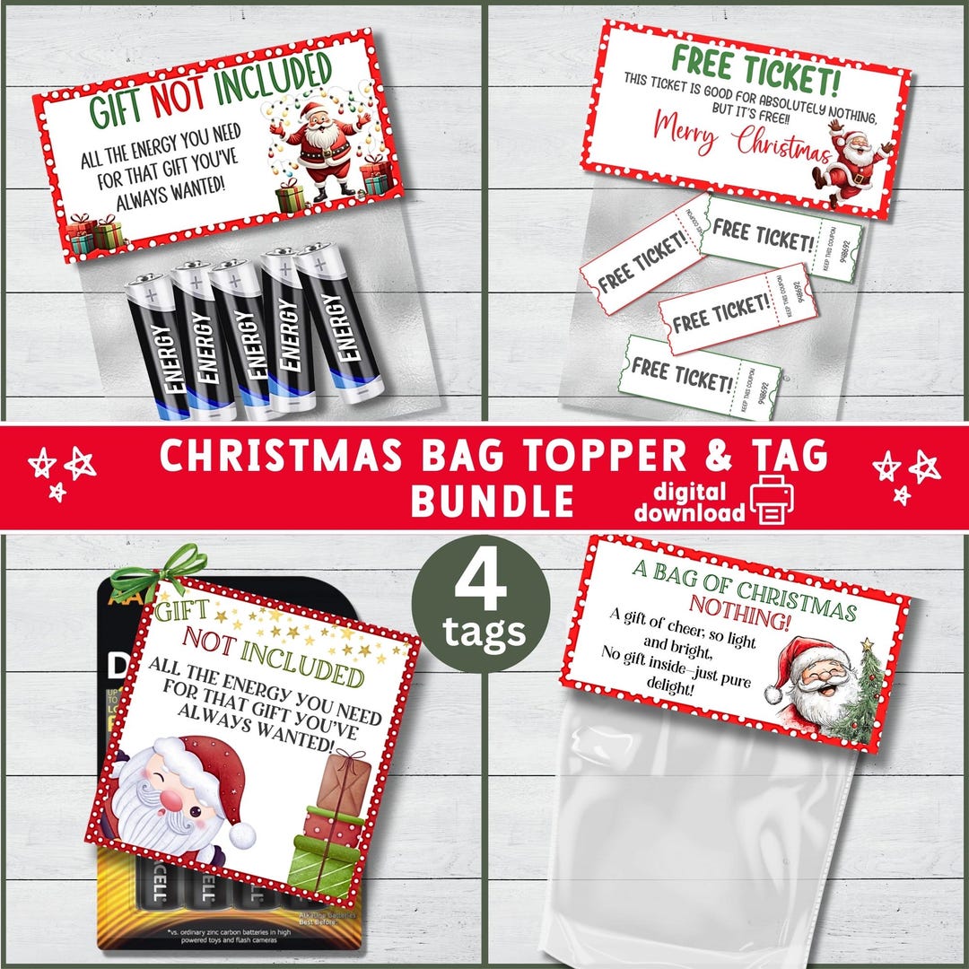 Gift Not Included Graphics Christmas Bag Toppers & Gift Tags Bundle, Gift Not Included Tag, White ...