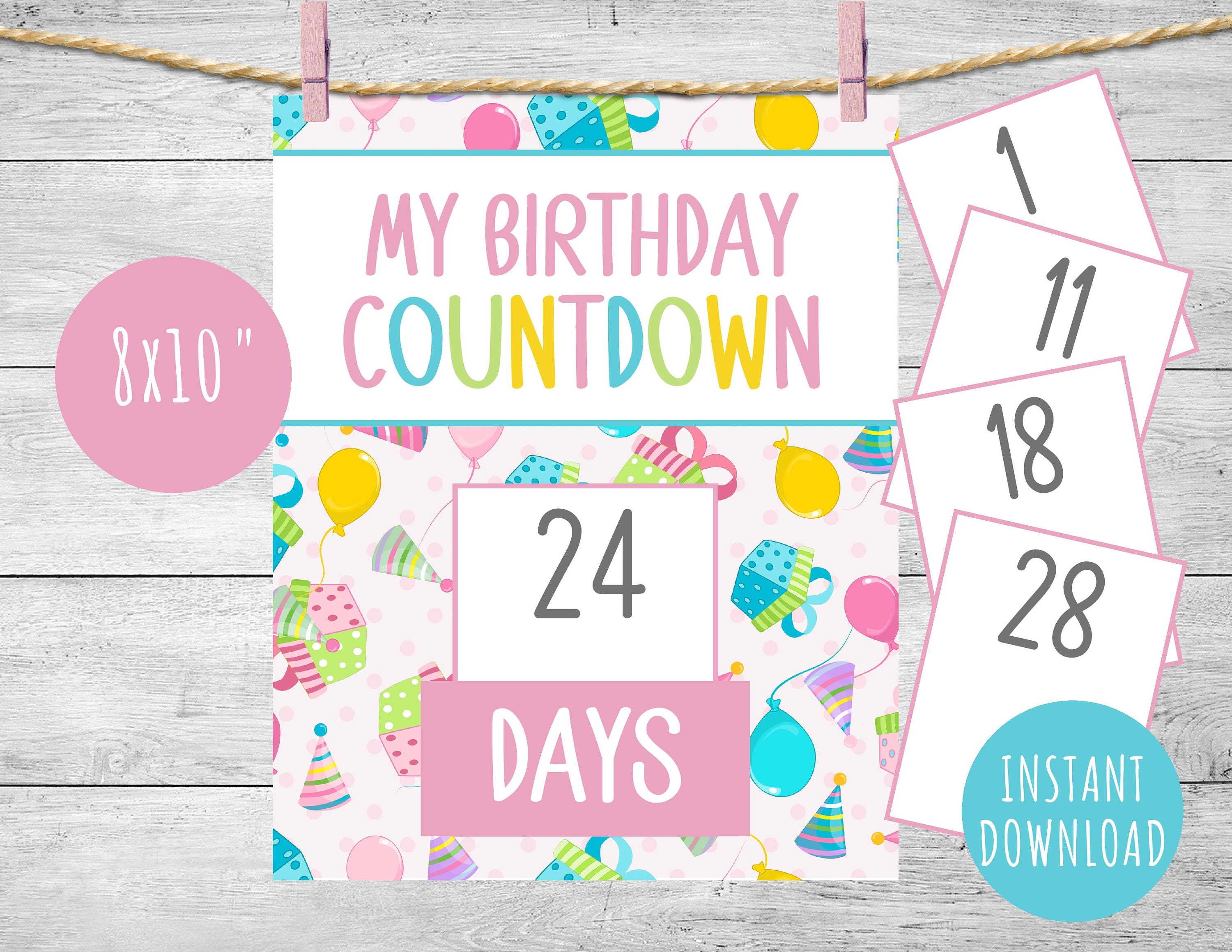 Birthday Countdown Calendar Kids Birthday Countdown Sign Etsy
